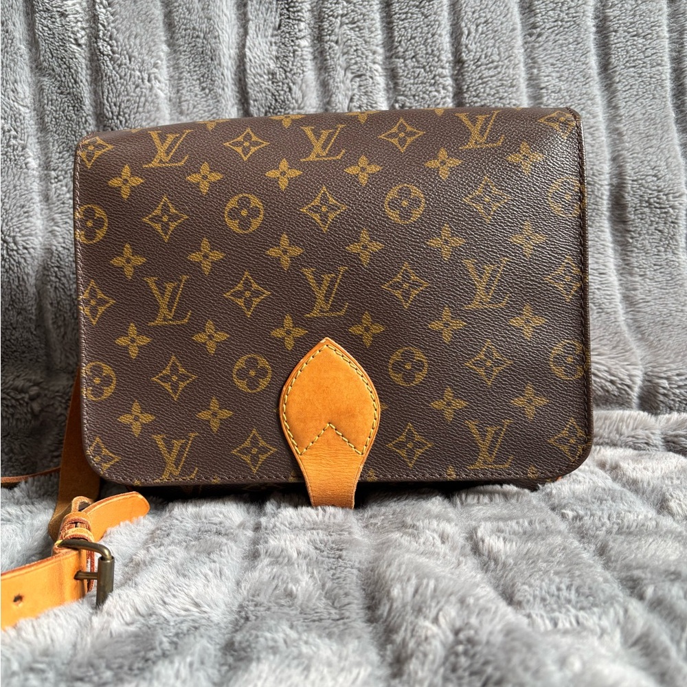 Louis Vuitton Monogram Shoulder Bag in Brown & Tan Leather Trim